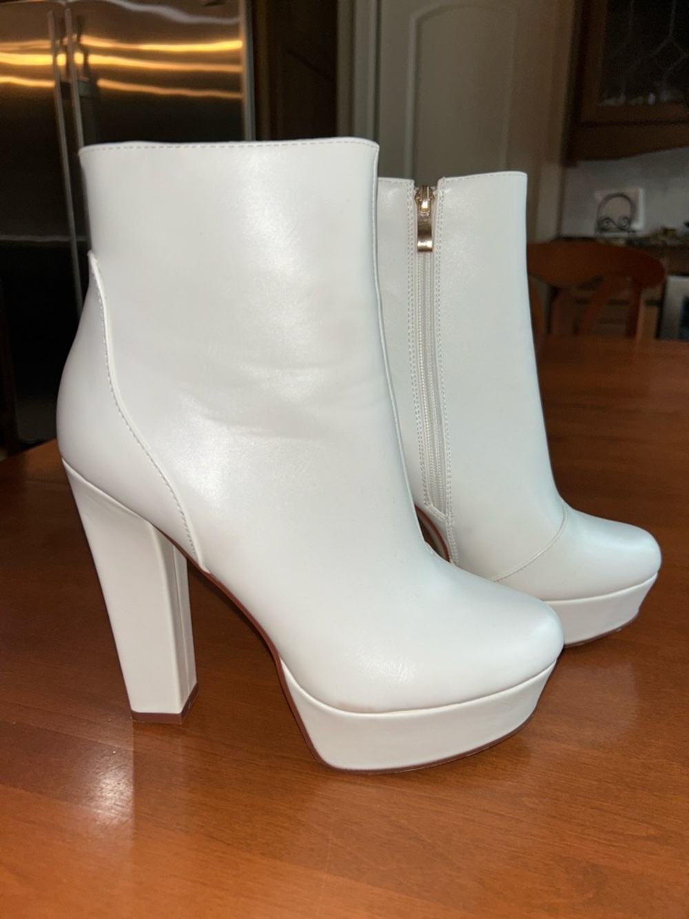 White Platform Booties. Size 9